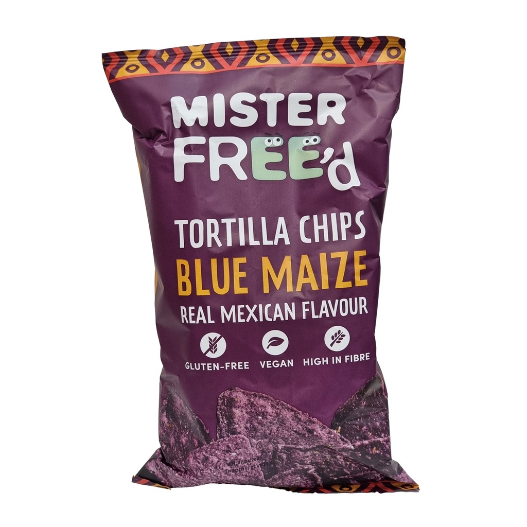 MISTER FREE'D TORTILLA BLUE MAIZE CORN CHIPS 135G WHIM